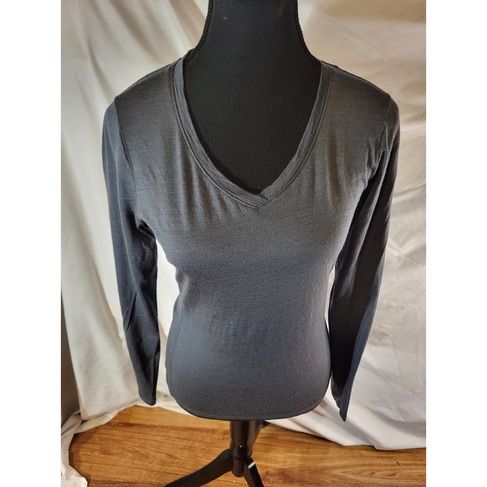 Seg'ments Womans 100% Merino Wool Size Small Long Sleeve Gray Top Flaw
